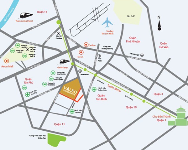 Dự án Valeo Đầm Sen tọa lạc tại vị trí đắc địa thuộc khu dân cư sầm uất quận Tân Phú