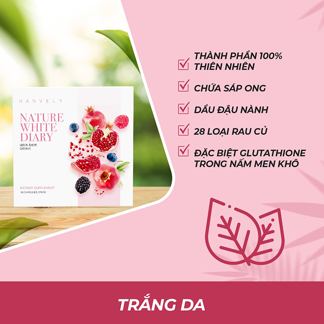 Thanh phan vien uong trang da Hanvely - Hanvely viên uống trắng da trị nám đáng đầu tư làm đẹp nhất hiện nay